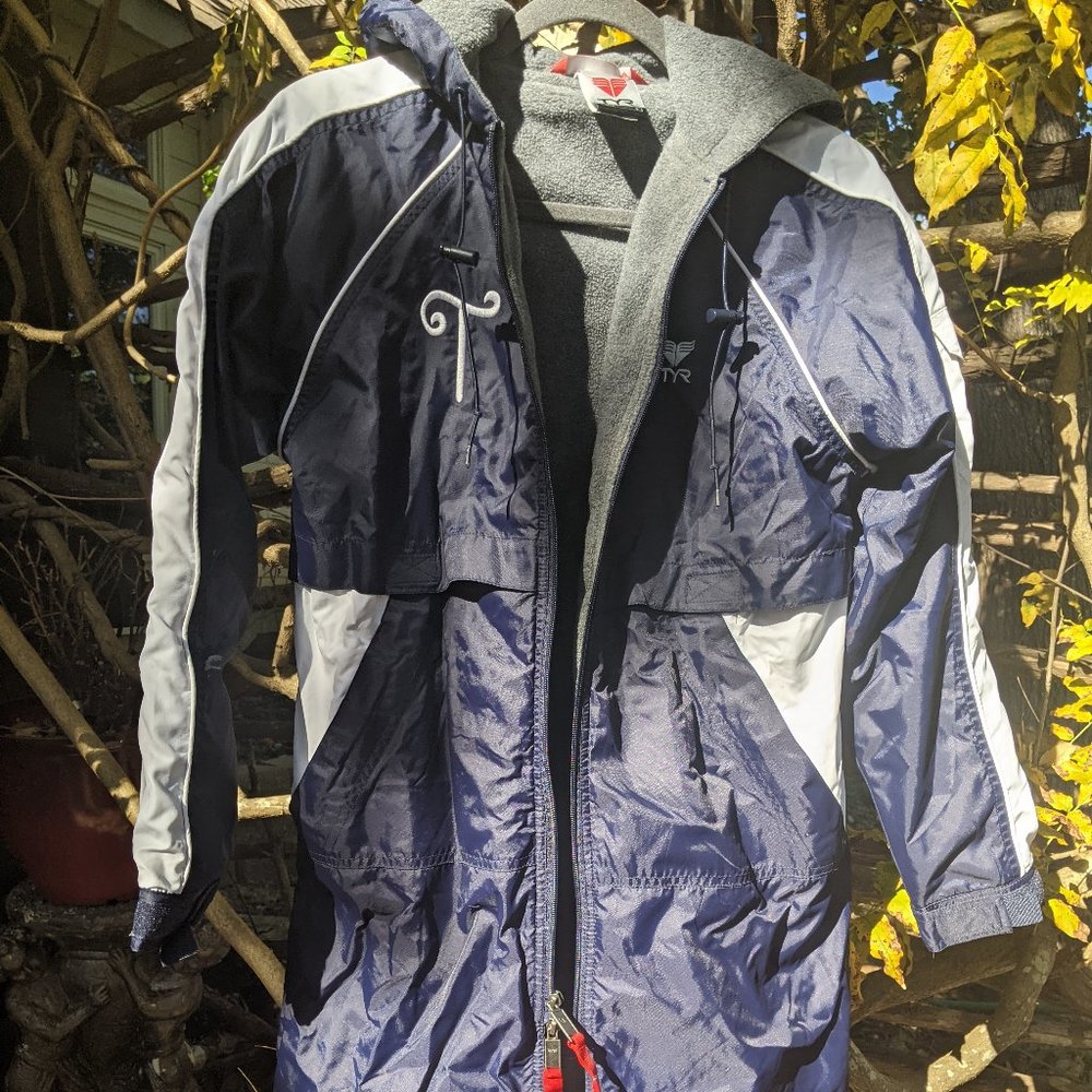 TYR YL Swim Parka Navy Blue & White